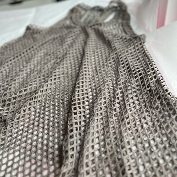 EUC SO COOL FISHNET olive grey racerback tunic *layering* sz L nightclub dance - Picture 10 of 16